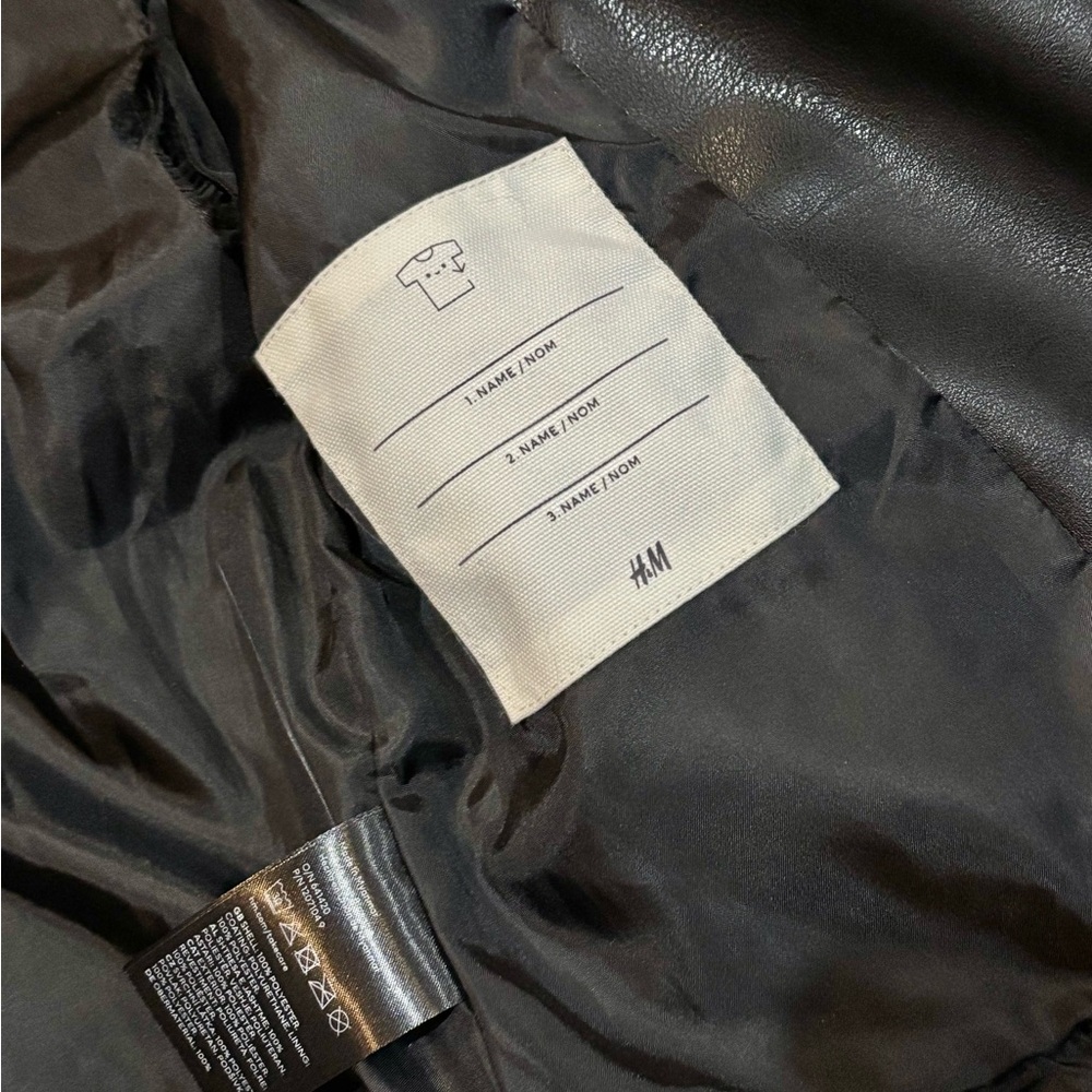 H & M black faux leather jacket girl size 6 - Picture 5 of 5
